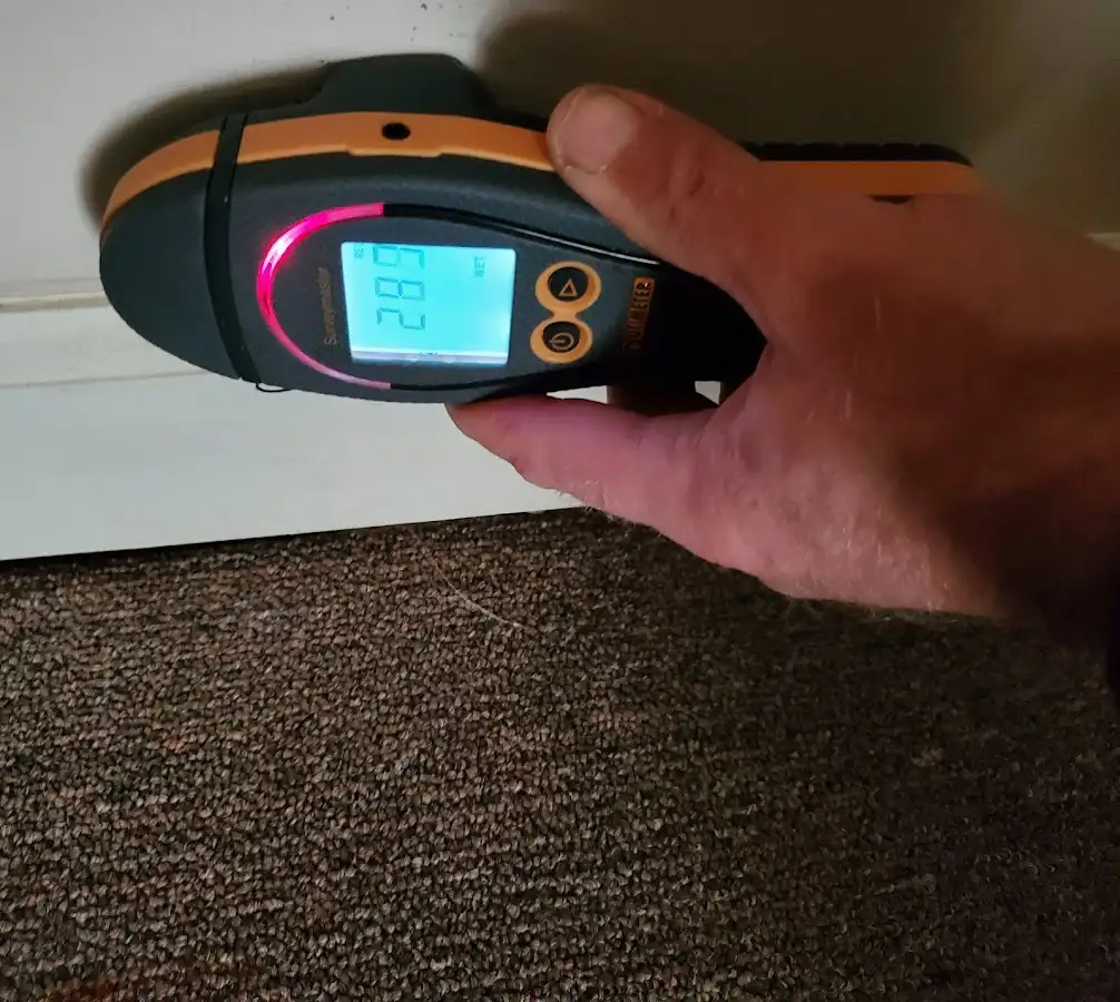 Moisture detection at baseboard during Mold Inspection & Testing in Moores Mill
